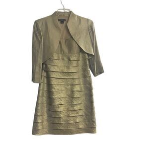 JESSICA HOWARD Women’s Cocktail Dress &‎ Jacket Gold Size 10P Lined Straps